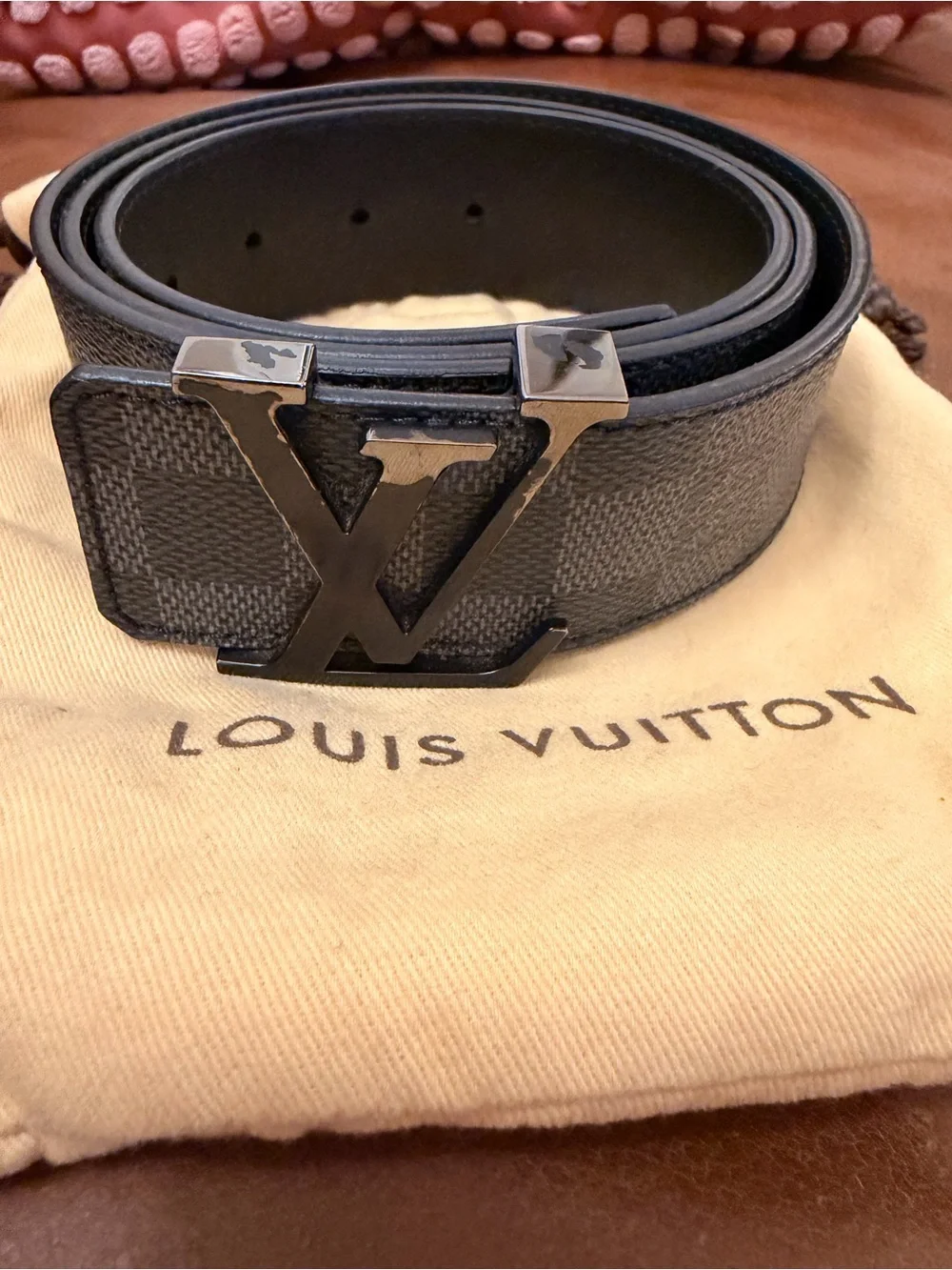 Louis Vuitton Damier Graphite LV Initiales Belt - Black/Grey Hardware